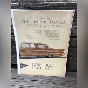 🤎1960 Ford Lincoln Brochure magazine Ad vintage car 60s advertisement🤎 2 pages